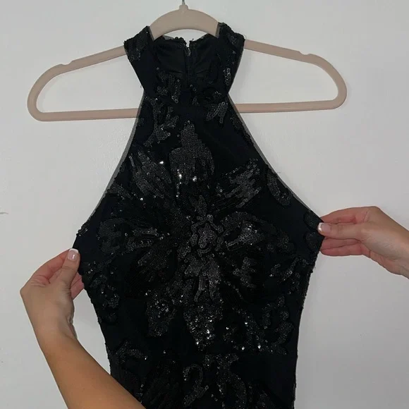 Black high neck gown